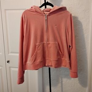 Y2K Style Juicy Couture Women's Plus Pink Velour hoodie Size 1X - Like New